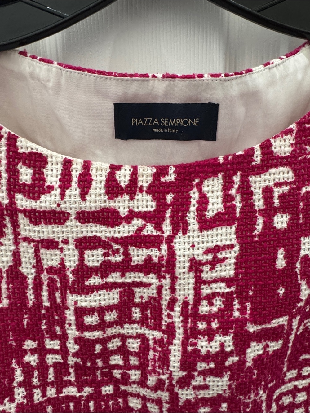 Piazza Sempione Pink and White Textured Tweed Shift